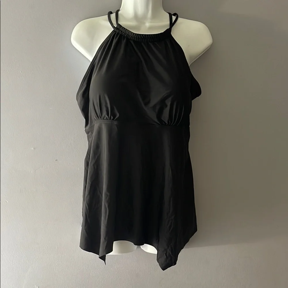 FIRPEARL Chic Black Swim top with Halter Neck